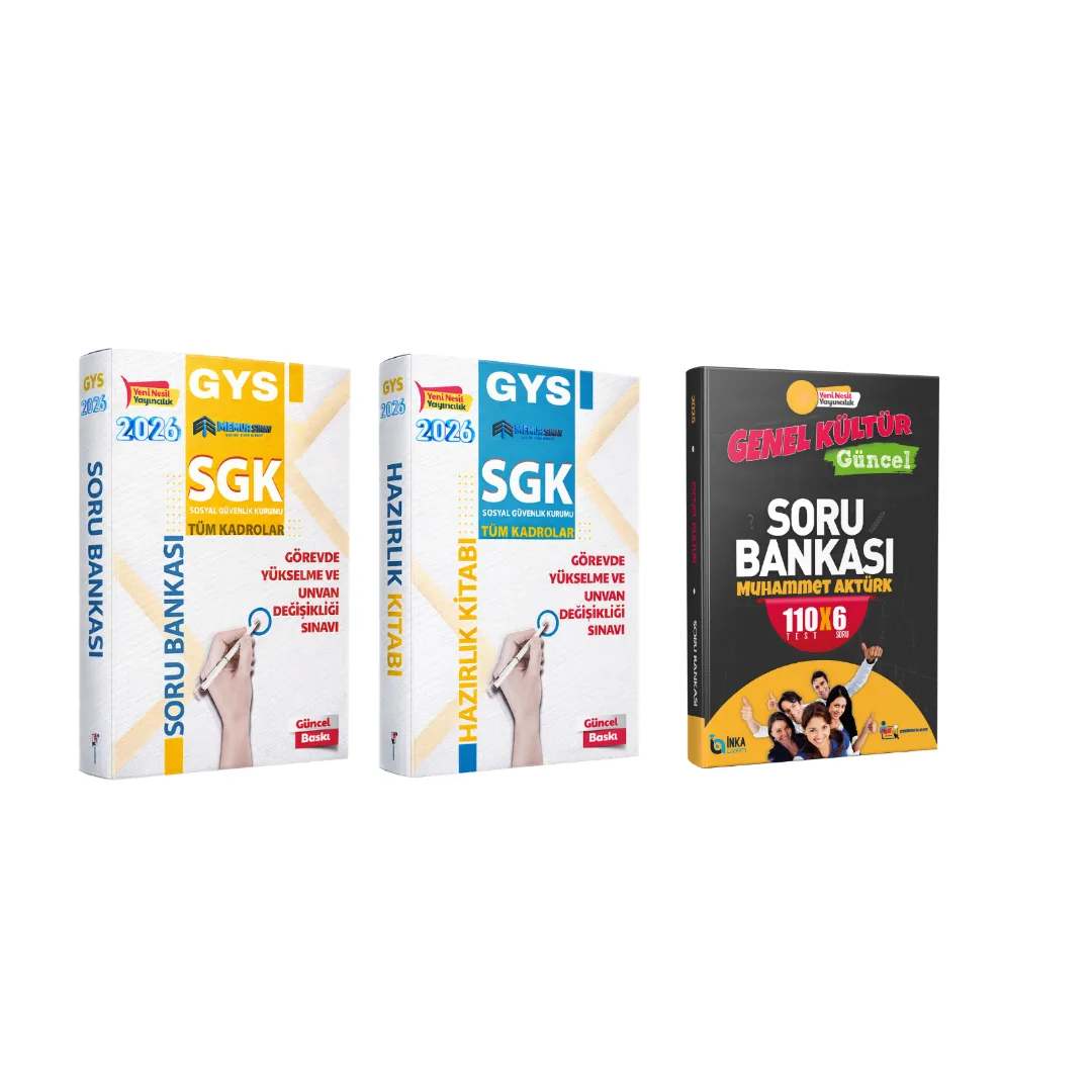 2026 SGK GYS 3'LÜ SET (Hazırlık Kitabı+Soru Bankası+Genel Kültür-Gün. Bil. Soru Bankası)