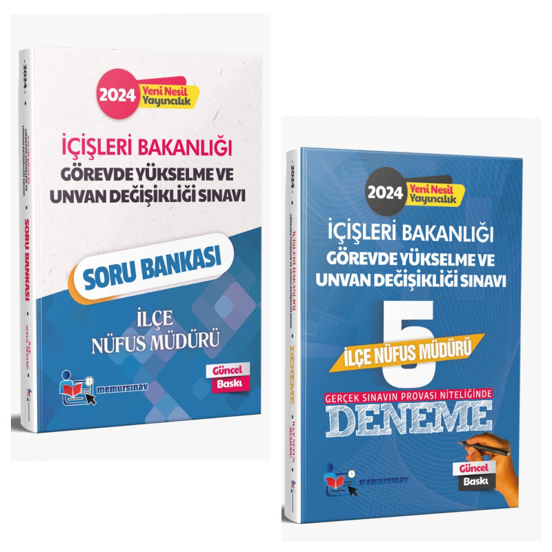 2024 İÇİŞLERİ BAKANLIĞI GYS VE ÜNVAN DEĞİŞİKLİĞİ İLÇE NUFÜS MÜDÜRÜ 2'Lİ SET( SORU BANKASI + 5'Lİ DENEME)