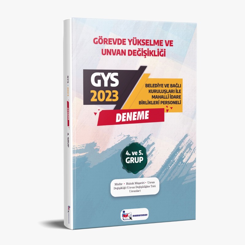 2023 Yerel Yönetimler 4. ve 5. Grup GYS  Deneme (Müdür, Hukuk Müşaviri, Unvan Değişikliğine Tabii Unvanlar)
