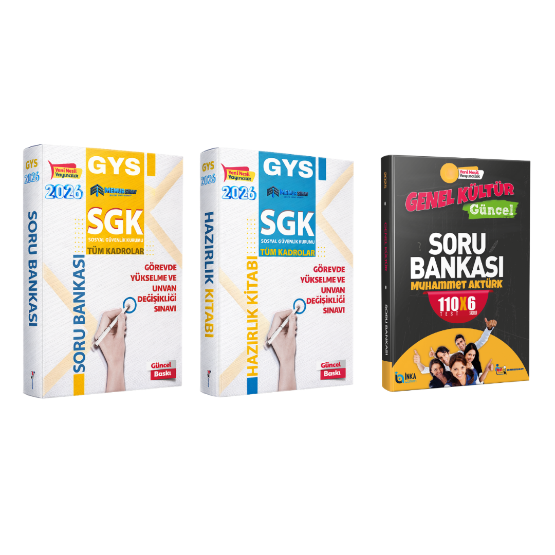2026 SGK GYS 3'LÜ SET (Hazırlık Kitabı+Soru Bankası+Genel Kültür-Gün. Bil. Soru Bankası)